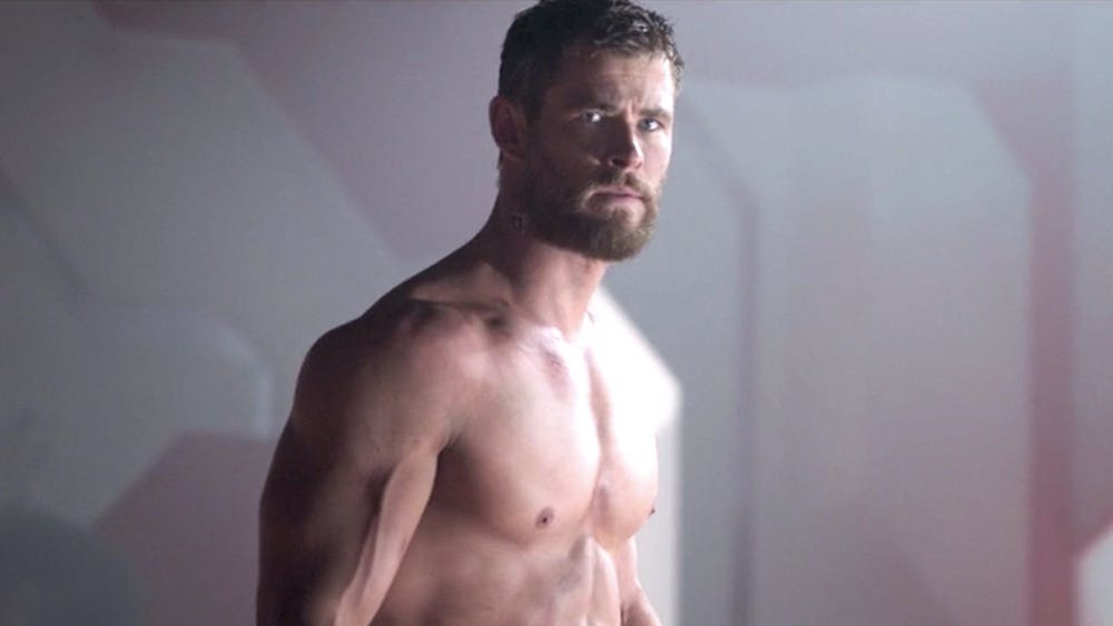 Thor being unbelievably ripped in Thor: Ragnarok