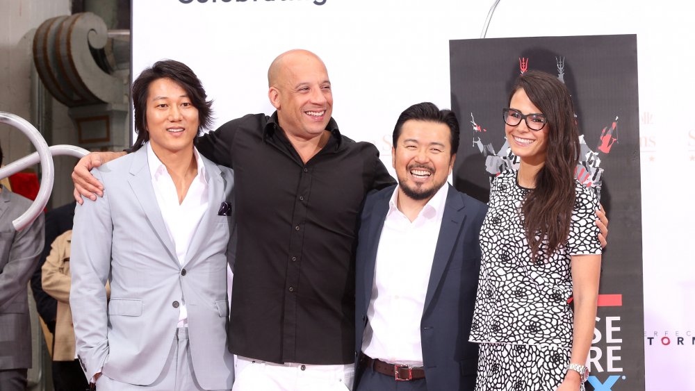 Sung Kang, Vin Diesel, Justin Lin and Jordana Brewster attend the 88th birthday Of TLC Chinese Theater IMAX.
