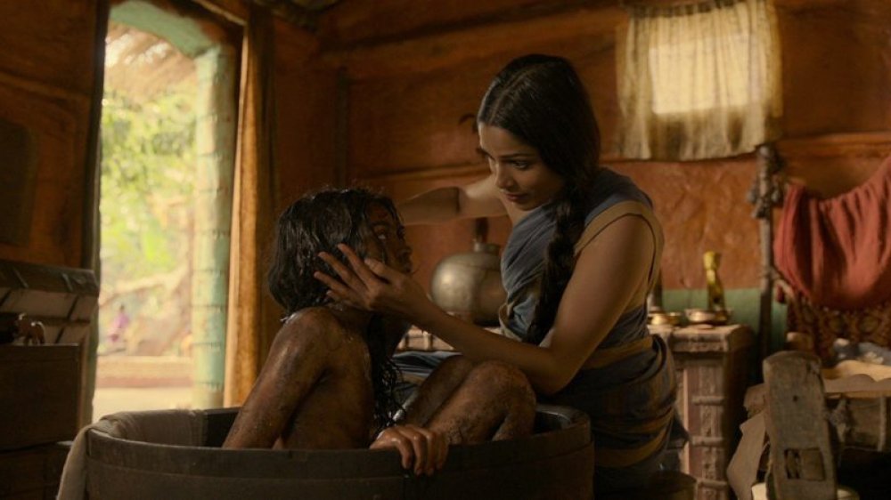 Freida Pinto and Rohan Chand in Mowgli: Legend of the Jungle
