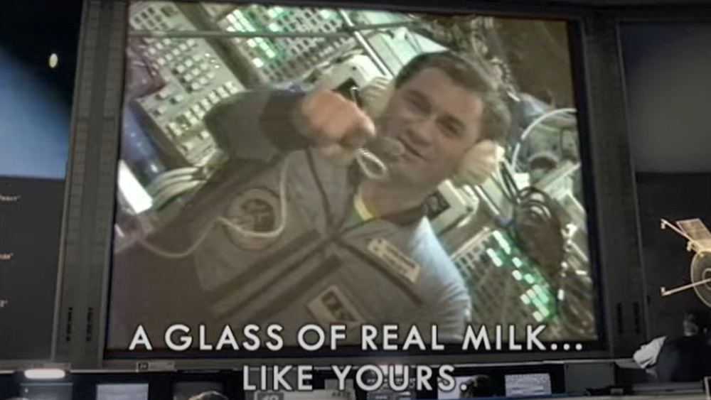 Cosmonaut Vasily Tsibliyev sells milk
