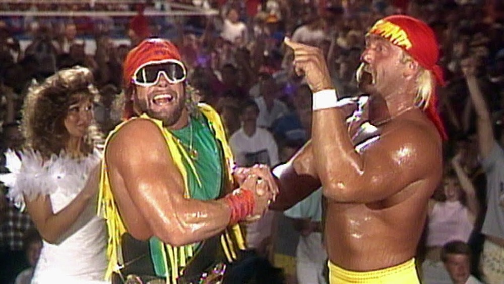 the Mega Powers shaking hands
